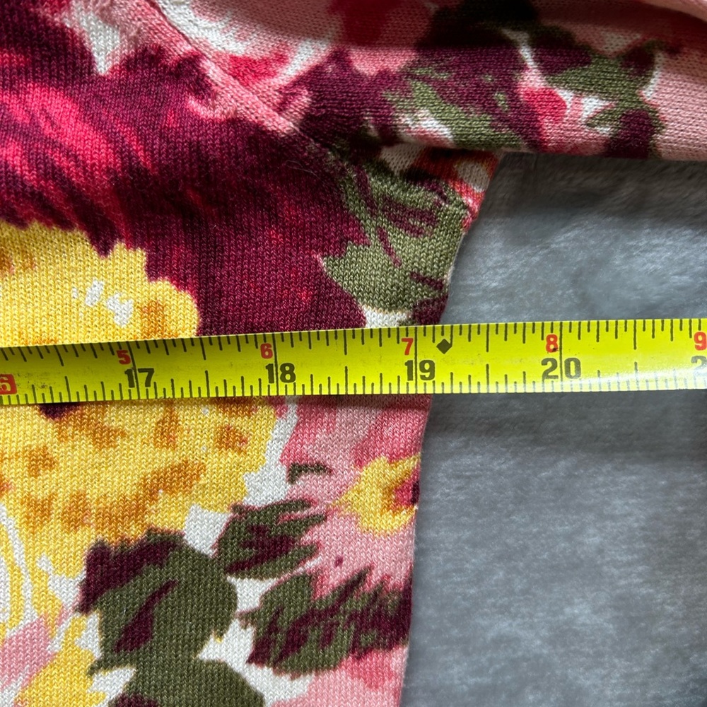 Talbots Floral Women's Cardigan Sweater - Burgundy, pink and Yellow - Picture 5 of 6